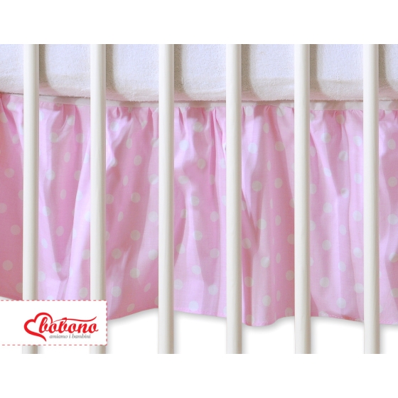 Baby cot decorative skirt dust Ruffle-Masking flounce 120x60cm- Hanging Hearts white dots on pink