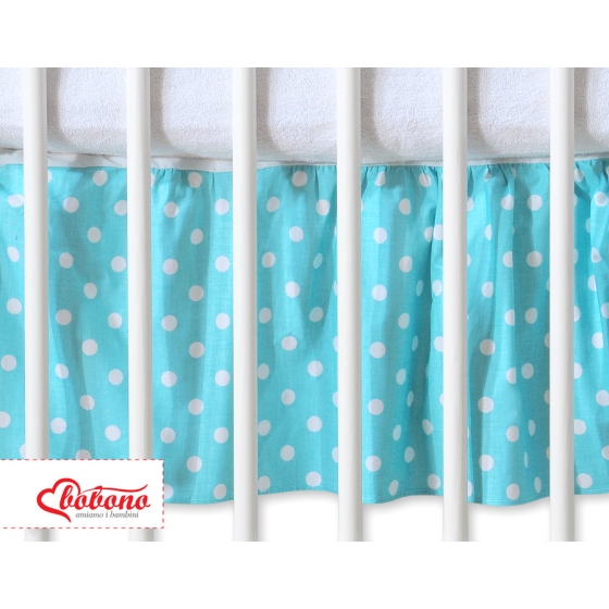 Baby cot decorative skirt dust Ruffle-Masking flounce 120x60cm- Hanging Hearts white dots on turquoise