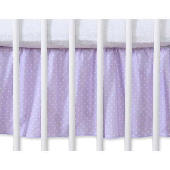Baby cot decorative skirt dust Ruffle-Masking flounce 120x60cm- Hanging Hearts white polka dots on lilac