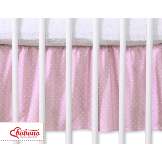 Baby cot decorative skirt dust Ruffle-Masking flounce 120x60cm- Hanging Hearts white polka dots on pink