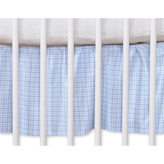 Baby cot decorative skirt dust Ruffle-Masking flounce 120x60cm- Hkanging Hearts blue checkered