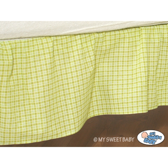 Baby cot decorative skirt dust Ruffle-Masking flounce 140x70cm- Bear with bow green