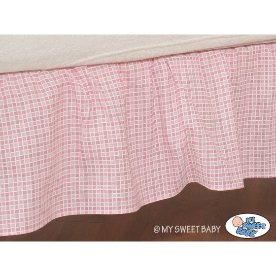 Baby cot decorative skirt dust Ruffle-Masking flounce 140x70cm- Bear with bow pink