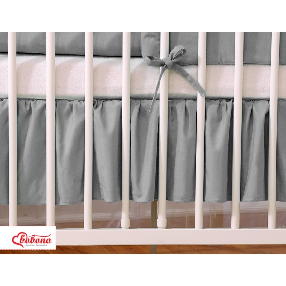 Baby cot decorative skirt dust Ruffle-Masking flounce 140x70cm- Hanging Hearts anthracite