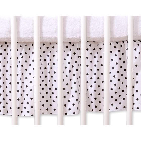 Baby cot decorative skirt dust Ruffle-Masking flounce 140x70cm- Hanging Hearts black dots on white