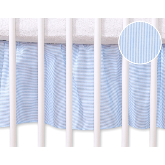 Baby cot decorative skirt dust Ruffle-Masking flounce 140x70cm- Hanging Hearts blue stripes