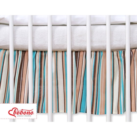Baby cot decorative skirt dust Ruffle-Masking flounce 140x70cm- Hanging Hearts brown stripes