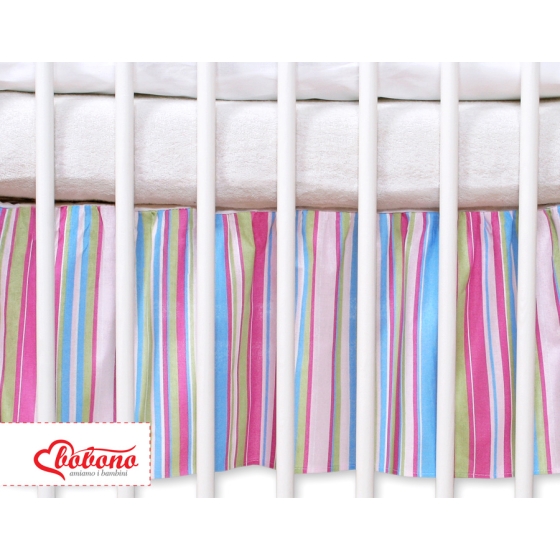 Baby cot decorative skirt dust Ruffle-Masking flounce 140x70cm- Hanging Hearts lialac stripes