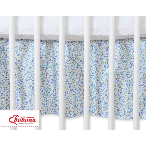 Baby cot decorative skirt dust Ruffle-Masking flounce 140x70cm- Hanging Hearts little blue flowers