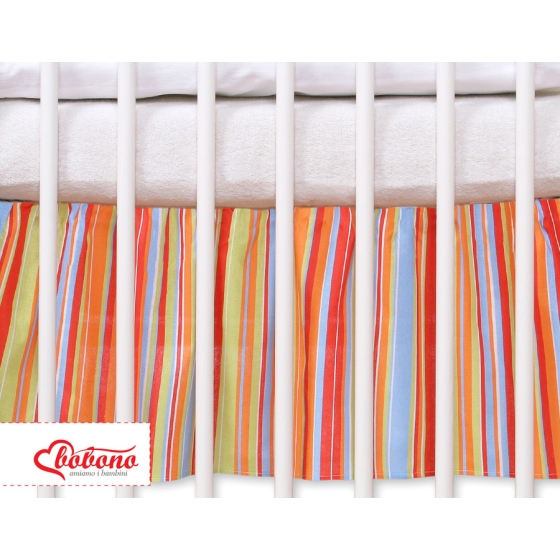 Baby cot decorative skirt dust Ruffle-Masking flounce 140x70cm- Hanging Hearts ornage stripes