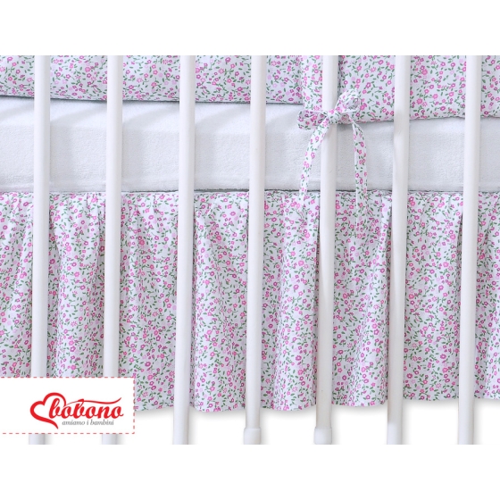 Baby cot decorative skirt dust Ruffle-Masking flounce 140x70cm- Hanging Hearts pink flowres