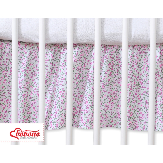 Baby cot decorative skirt dust Ruffle-Masking flounce 140x70cm- Hanging Hearts pink flowres