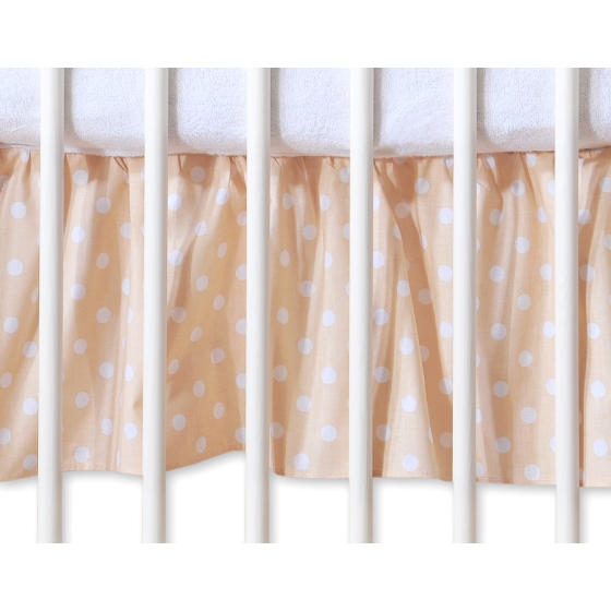 Baby cot decorative skirt dust Ruffle-Masking flounce 140x70cm- Hanging Hearts white dots on beige