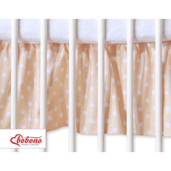 Baby cot decorative skirt dust Ruffle-Masking flounce 140x70cm- Hanging Hearts white dots on beige