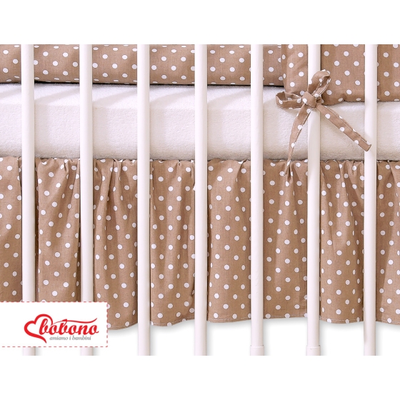 Baby cot decorative skirt dust Ruffle-Masking flounce 140x70cm- Hanging Hearts white dots on brown