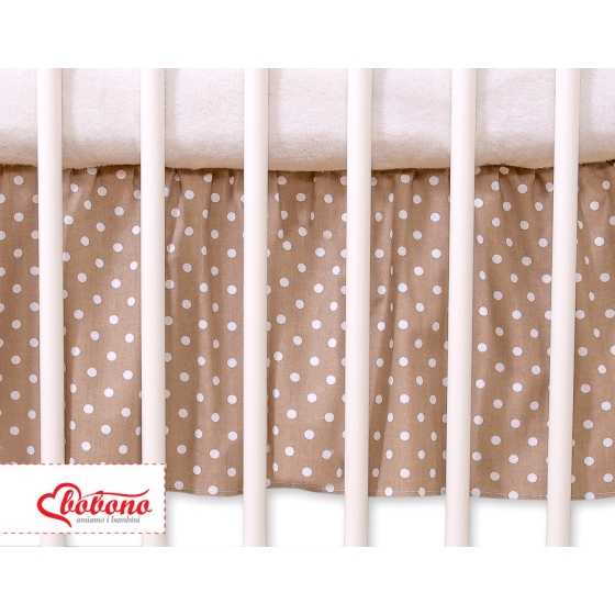 Baby cot decorative skirt dust Ruffle-Masking flounce 140x70cm- Hanging Hearts white dots on brown
