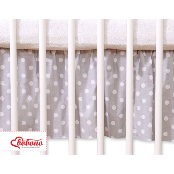Baby cot decorative skirt dust Ruffle-Masking flounce 140x70cm- Hanging Hearts white dots on Gray