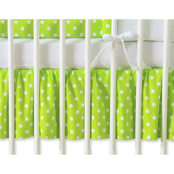 Baby cot decorative skirt dust Ruffle-Masking flounce 140x70cm- Hanging Hearts white dots on green