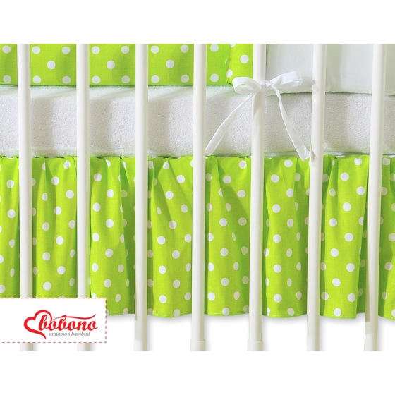 Baby cot decorative skirt dust Ruffle-Masking flounce 140x70cm- Hanging Hearts white dots on green