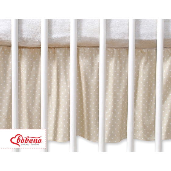 Baby cot decorative skirt dust Ruffle-Masking flounce 140x70cm- Hanging Hearts white polka dots on beige