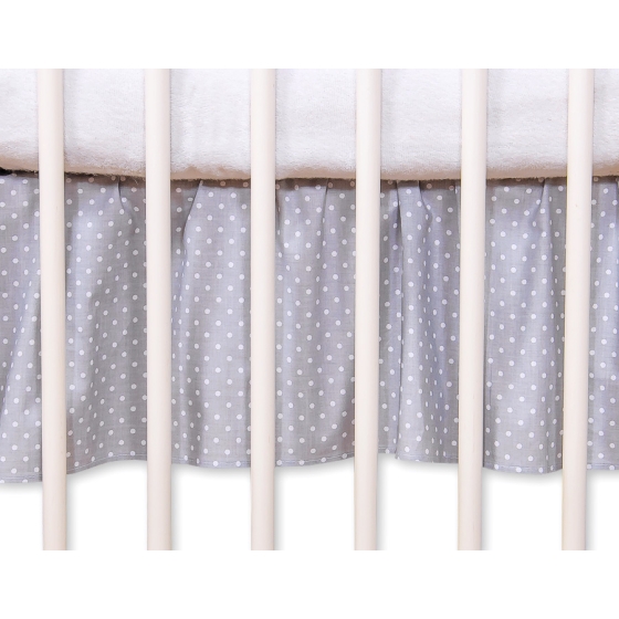 Baby cot decorative skirt dust Ruffle-Masking flounce 140x70cm- Hanging Hearts white polka dots on Gray