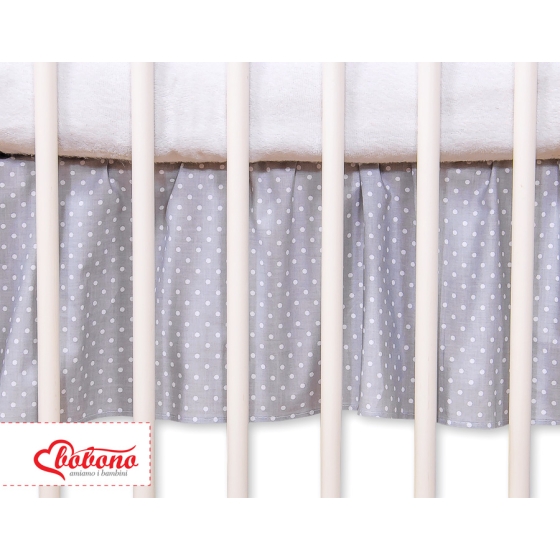 Baby cot decorative skirt dust Ruffle-Masking flounce 140x70cm- Hanging Hearts white polka dots on Gray