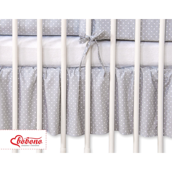 Baby cot decorative skirt dust Ruffle-Masking flounce 140x70cm- Hanging Hearts white polka dots on Gray