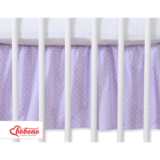 Baby cot decorative skirt dust Ruffle-Masking flounce 140x70cm- Hanging Hearts white polka dots on lilac
