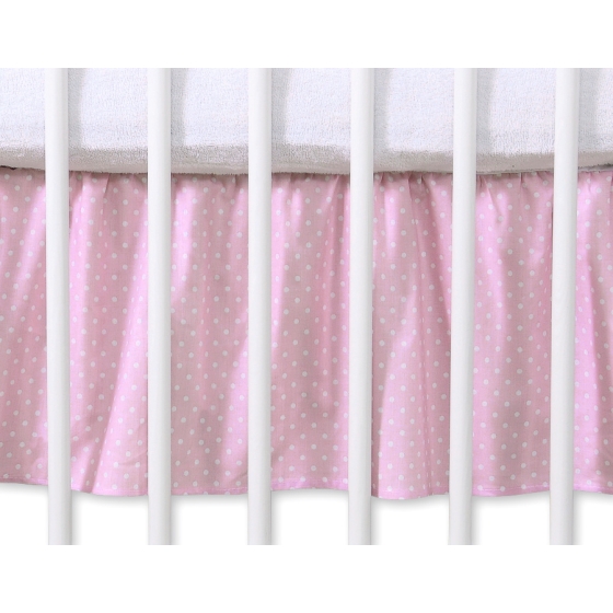 Baby cot decorative skirt dust Ruffle-Masking flounce 140x70cm- Hanging Hearts white polka dots on pink
