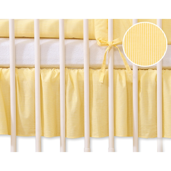 Baby cot decorative skirt dust Ruffle-Masking flounce 140x70cm- Hanging Hearts yellow stripes