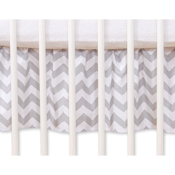 Baby cot decorative skirt dust Ruffle-Masking flounce for cot 120cm - Simple chevron Gray