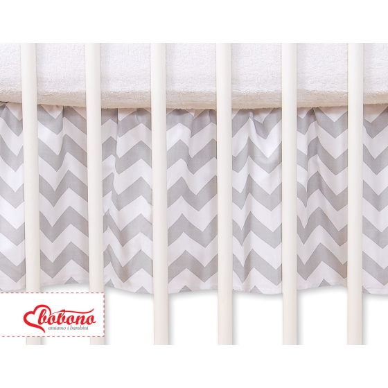 Baby cot decorative skirt dust Ruffle-Masking flounce for cot 120cm - Simple chevron Gray