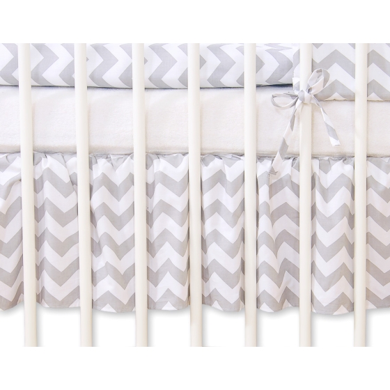 Baby cot decorative skirt dust Ruffle-Masking flounce for cot 120cm - Simple chevron Gray
