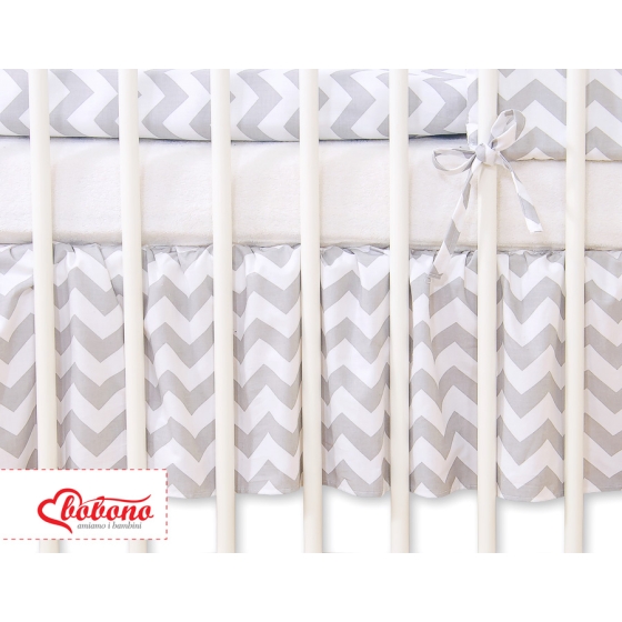 Baby cot decorative skirt dust Ruffle-Masking flounce for cot 120cm - Simple chevron Gray