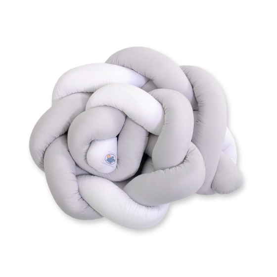 Baby cot Knot bumper 180cm - white-gray