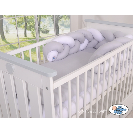 Baby cot Knot bumper 180cm - white-gray