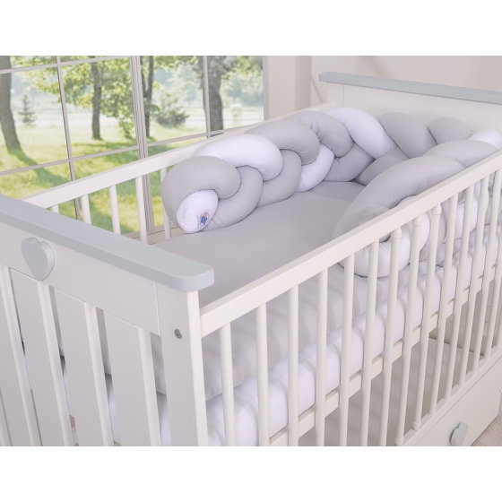 Baby cot Knot bumper 180cm - white-gray