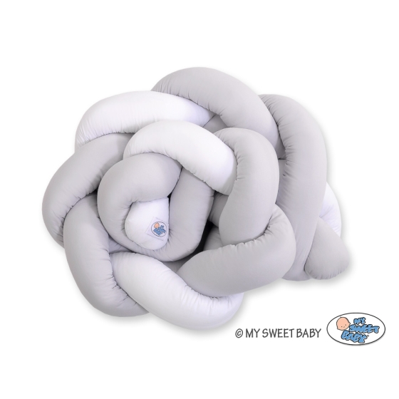 Baby cot Knot bumper 180cm - white-gray