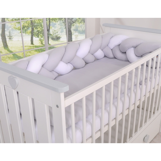 Baby cot Knot bumper 180cm - white-gray