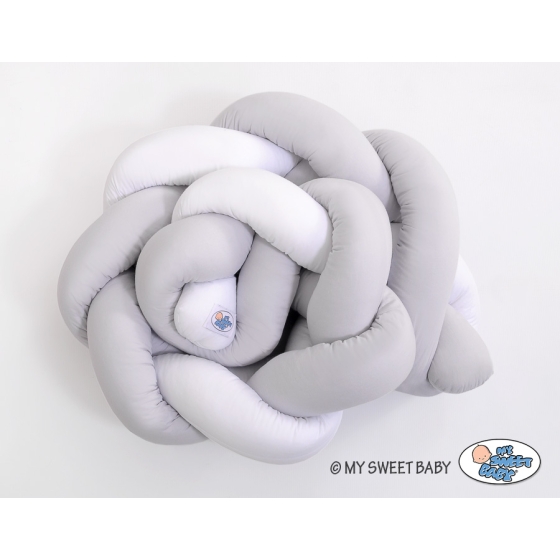 Baby cot Knot bumper 180cm - white-gray