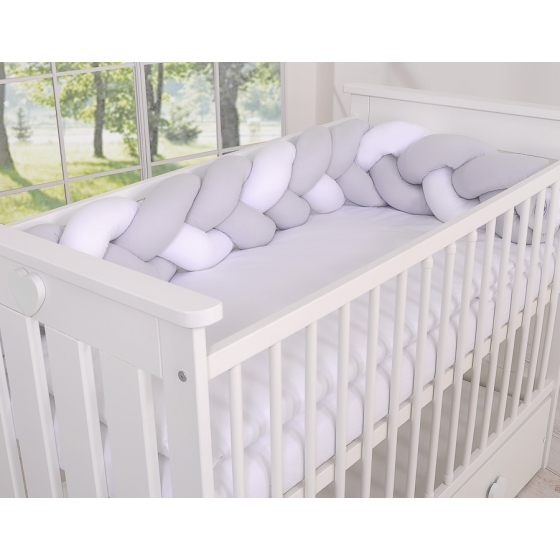 Baby cot Knot bumper 180cm - white-gray