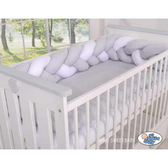 Baby cot Knot bumper 180cm - white-gray