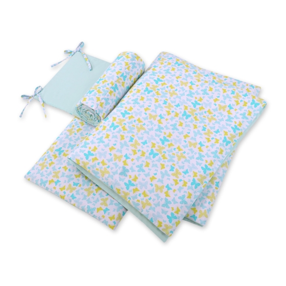 Baby Crib/Cot Bedding set 3-pcs - blue butterflies