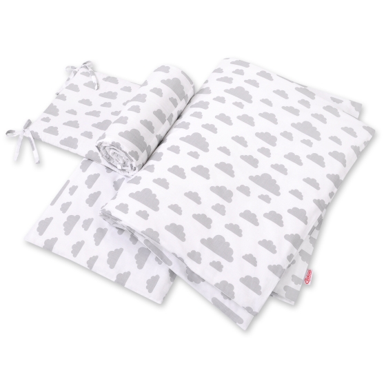 Baby Crib/Cot Bedding set 3-pcs - clouds gray