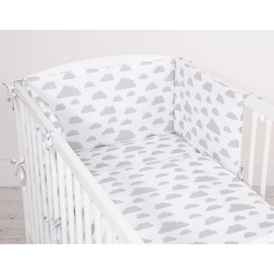 Baby Crib/Cot Bedding set 3-pcs - clouds gray