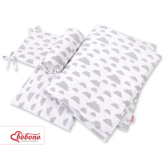 Baby Crib/Cot Bedding set 3-pcs - clouds gray