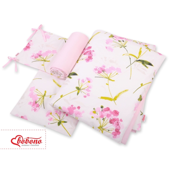 Baby Crib/Cot Bedding set 3-pcs - flowers pink