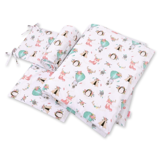 Baby Crib/Cot Bedding set 3-pcs - foxes beige
