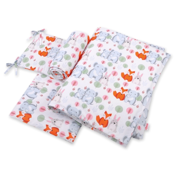 Baby Crib/Cot Bedding set 3-pcs - funny elephants