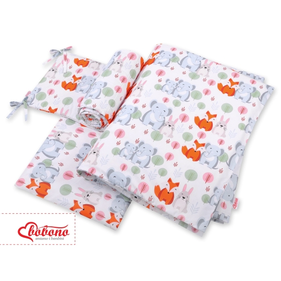 Baby Crib/Cot Bedding set 3-pcs - funny elephants